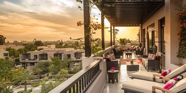 Balcony view from The Four Seasons Marrakech suite, Morocco, Africa