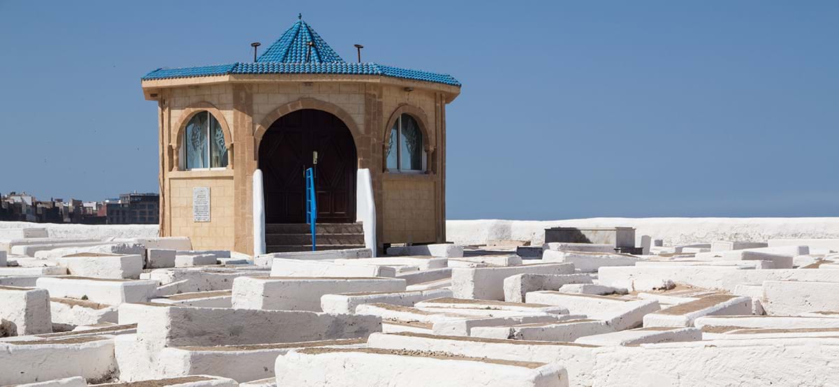 View of Jewish cemetery grave of Rabbi Haim Pinto, Essaouira, Morocco, Africa