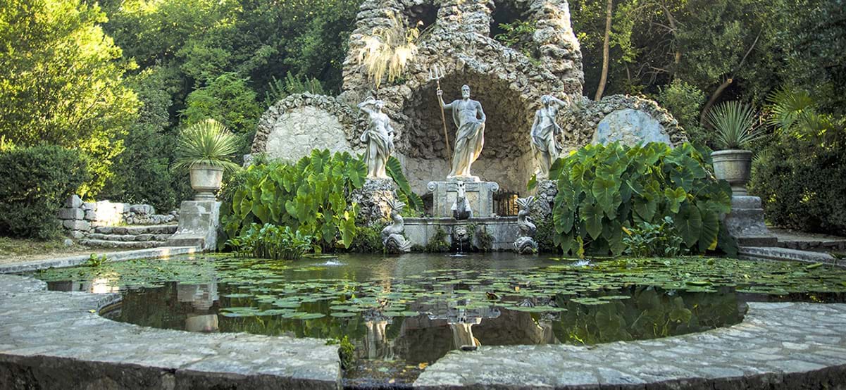 Beautiful fountain during luxury international culinary vacation in Croatia