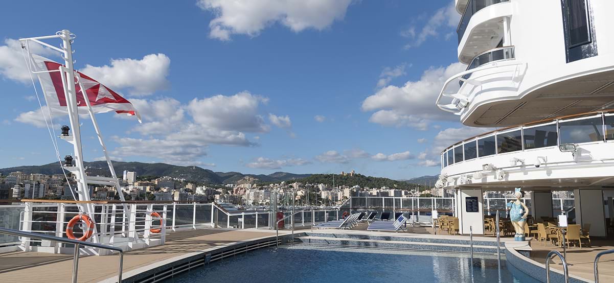 View of the pool onboard MSC Cruises Yatch Club during a luxury family vacation