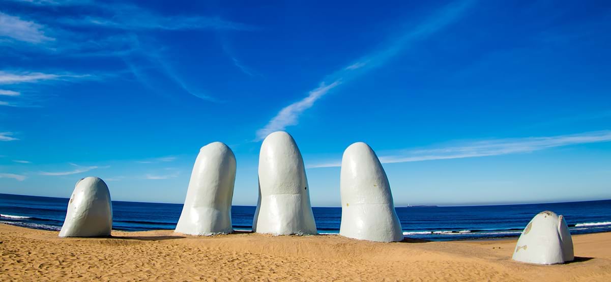 Punta del Este beach fingers sculpture, Uruguay 
