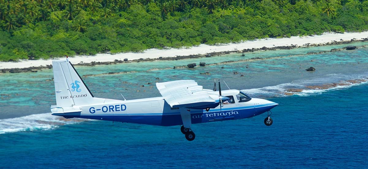 Private jet arrives at The Brando Resort, Tetiaroa, French Polynesia