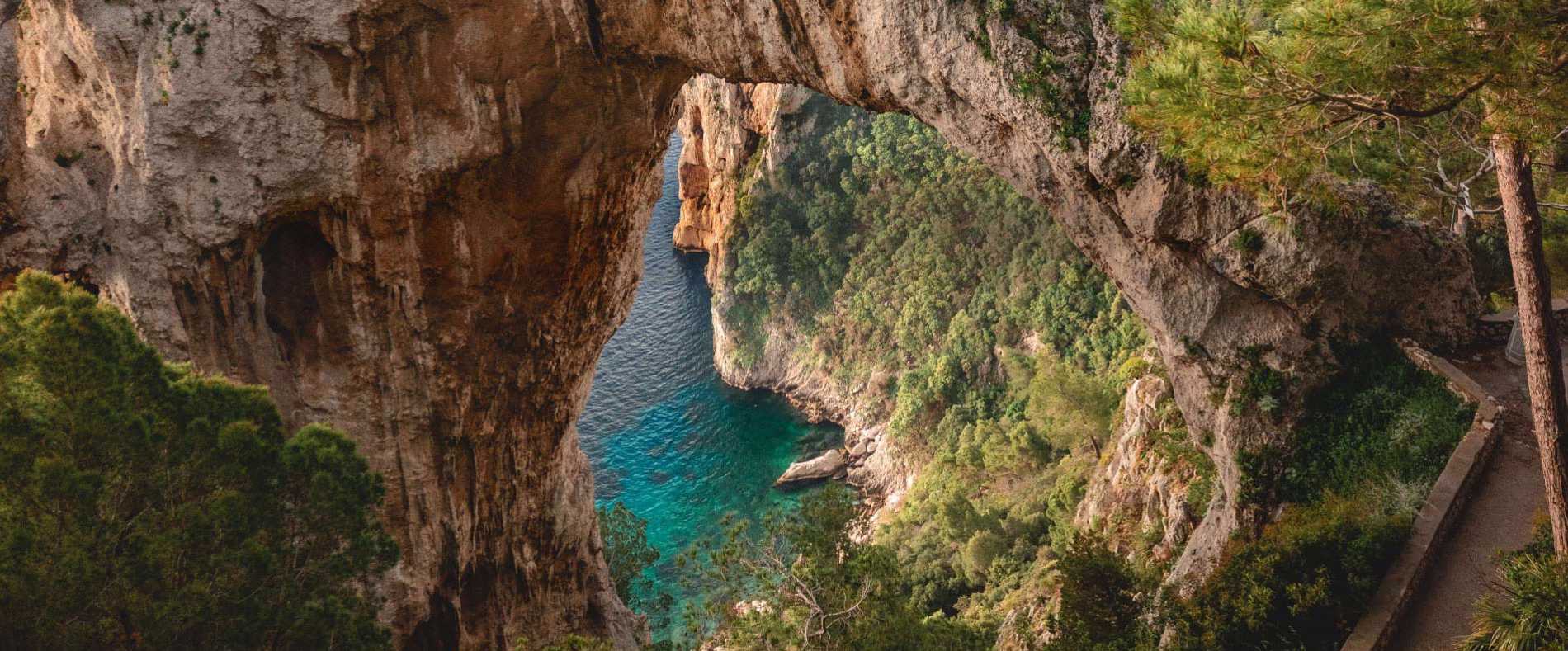 Capri Italy ocean cave aerial view