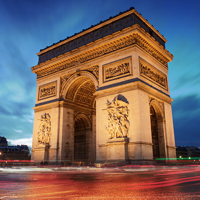 Arc de Triomphe at sunset Paris, France, Europe