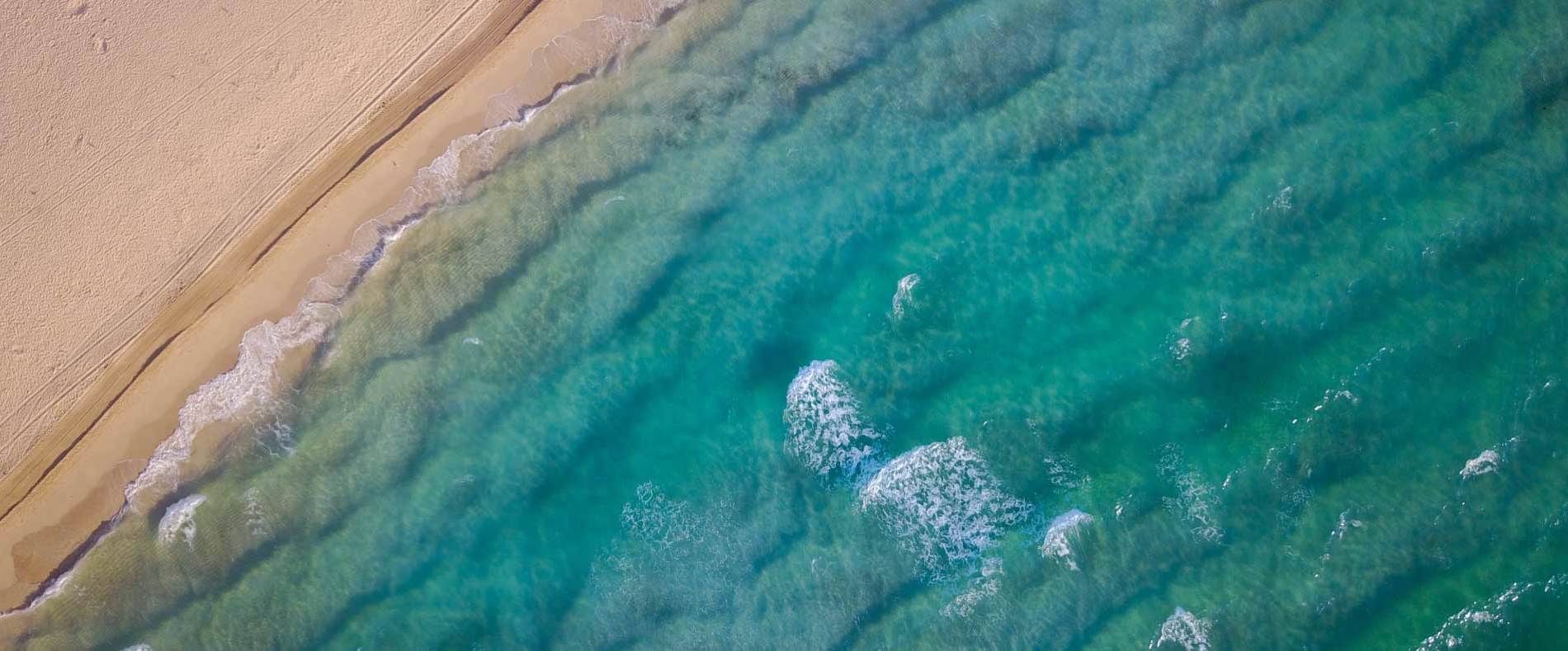 Aerial view beach in Miami, Florida