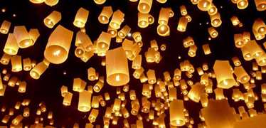 Paper lanterns during Yi Peng festival, Chiang Mai, Thailand